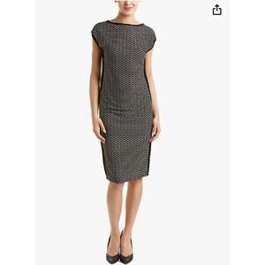 MaxStudio Women's Sleeveless Wavy Knit Jacquard Dress, Black white